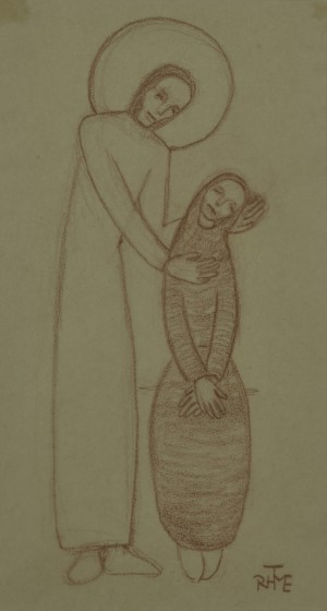 Maria Hasemeier - Eulenbruch, Christusfigur mit Catharina von Siena